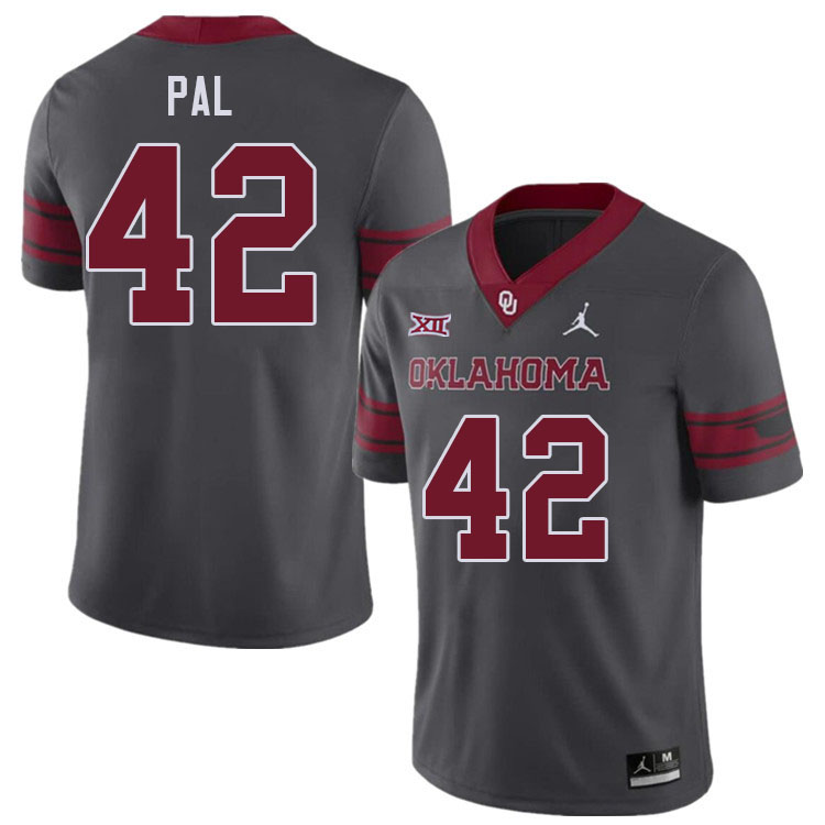 Oklahoma Sooners #42 Jozsef Pal College Football Jerseys Stitched-Charcoal
